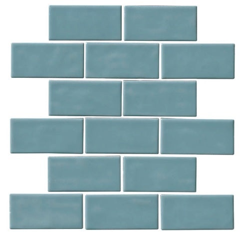 Artezen Classic Blue Ceramic Mosaic - 2" X 4" Brick Joint - Glossy