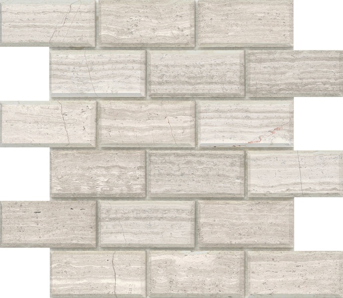 Metro Cream Limestone Mosaic - 2" X 4" Bevel - Honed