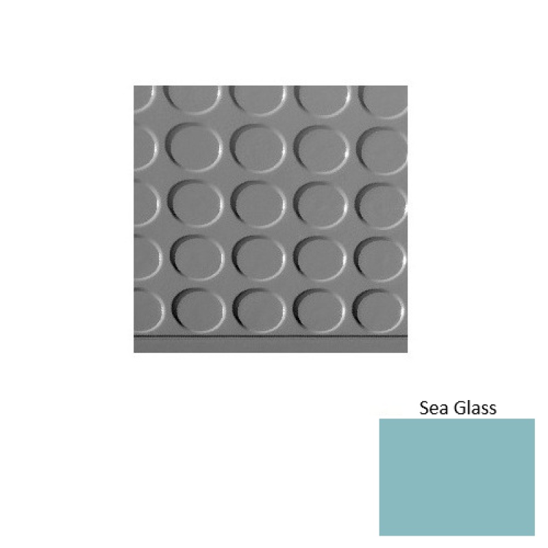 Solid 97 Sea Glass Vantage Raised Circular 15" Depth Rubber (Sq) Stair Tread With Dupont Kevlar - Textured