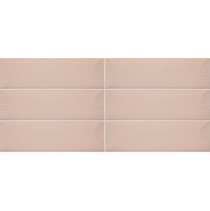 Stencil Blush Half Moon Ceramic Tile - Matte - 4" X 12"