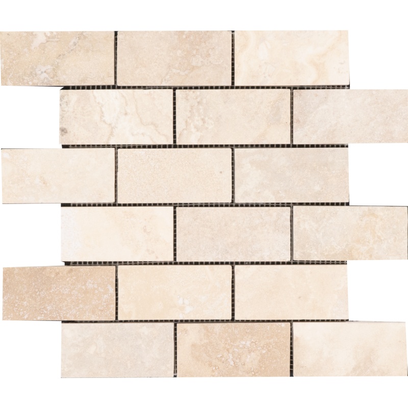 Tiramisu Travertine Mosaic - 2" X 4" - Honed