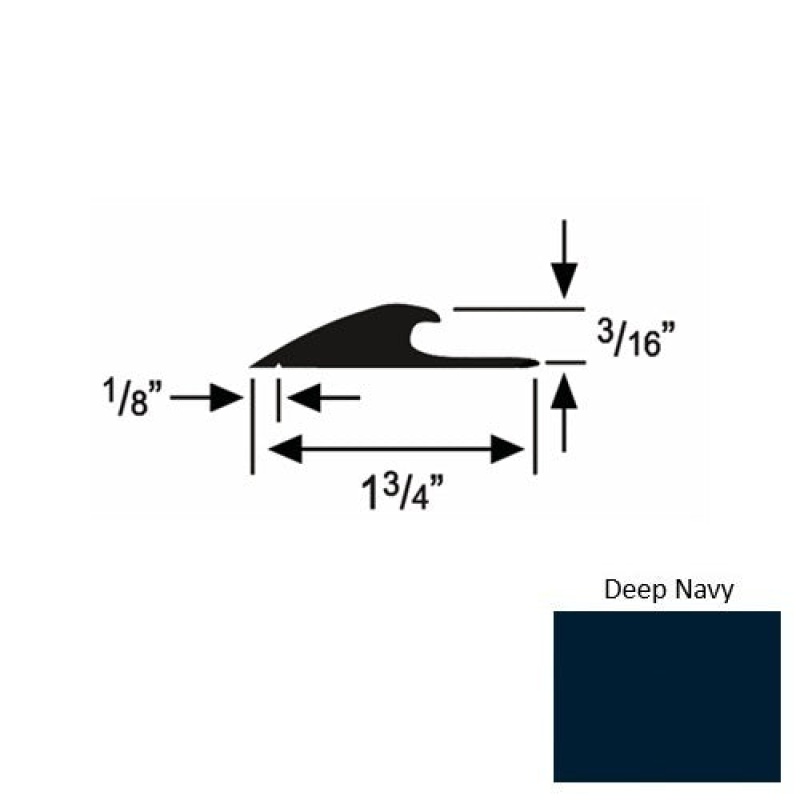 Solid 42 Deep Navy Rubber Custom Carpet Edging - 1 3/4" X 9 Ft (108") X 3/16"