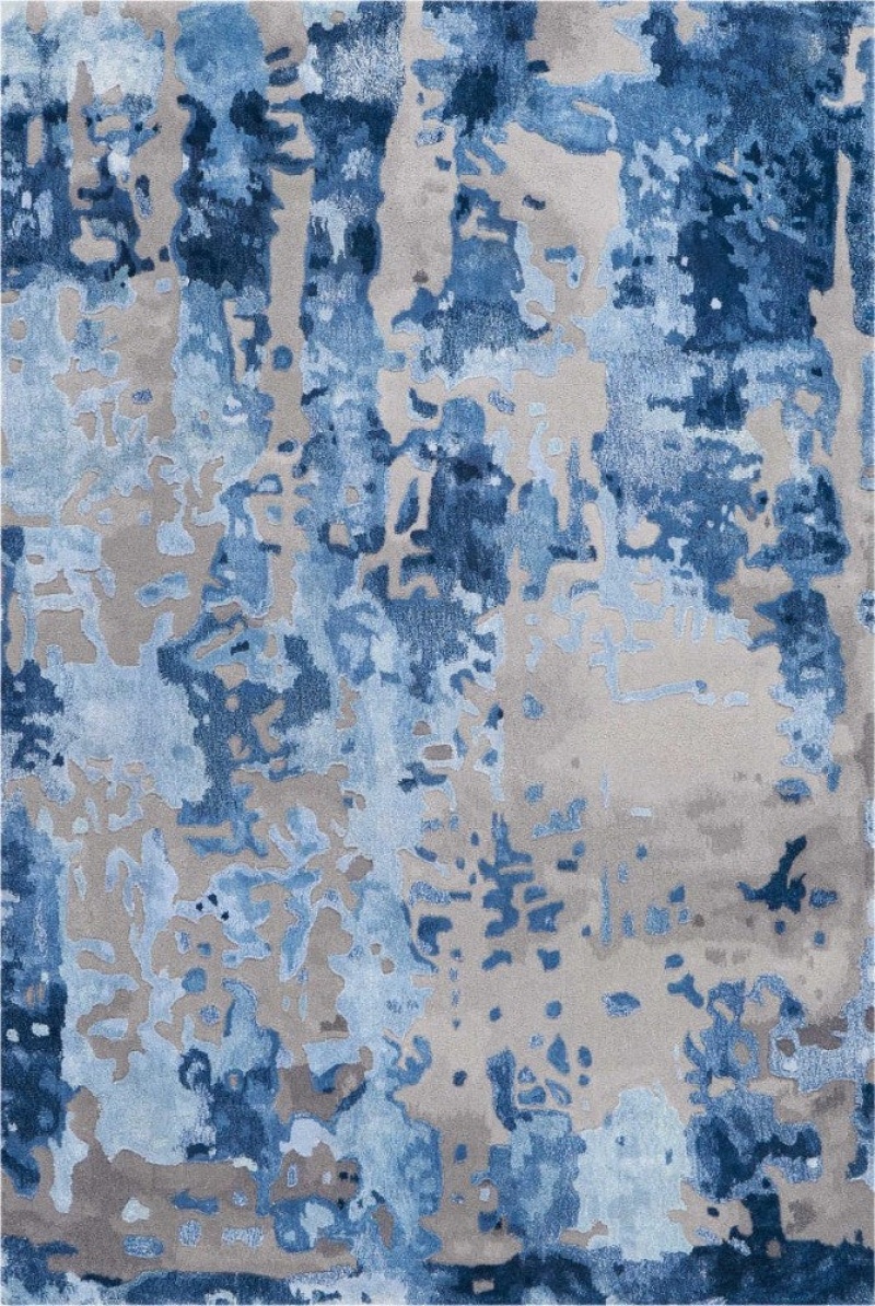 Prismatic Blue Grey Prs10 Wool Blend Contemporary Area Rug - 4 Ft X 6 Ft - Blue Grey