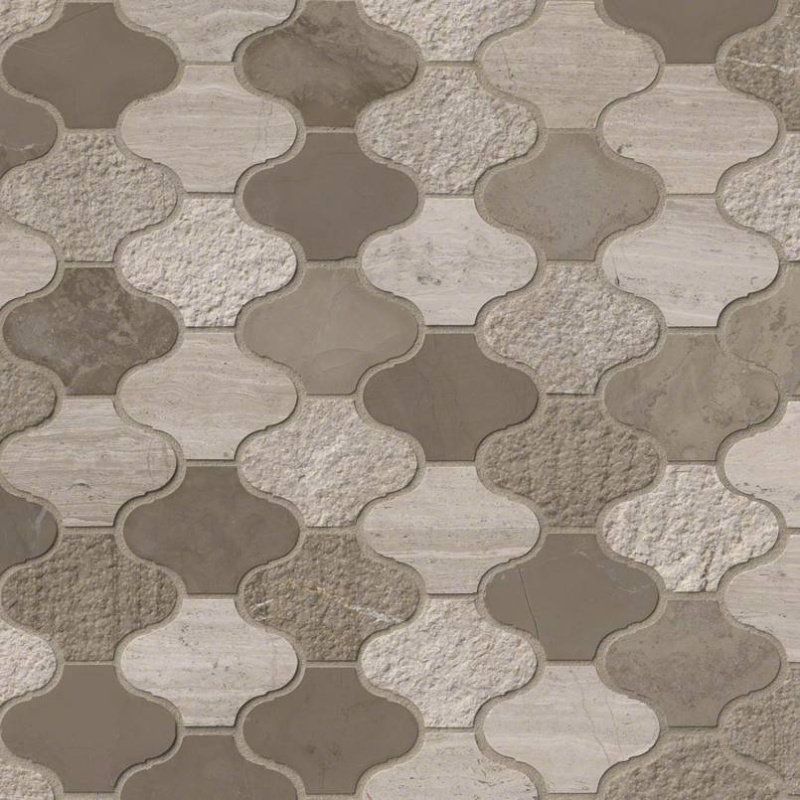 Arctic Storm Marble Mosaic - 5/8" X 2" Arabesque - Mixed