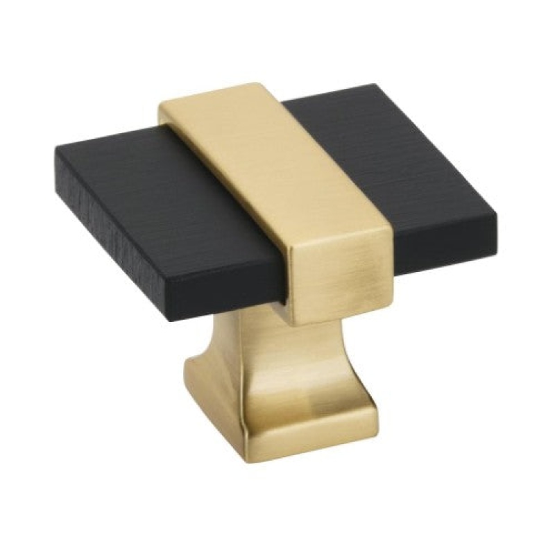 Overton Zinc & Aluminum Cabinet Knob - Brushed Matte Black / Brushed Gold - 1 3/8" (35 Mm) Length