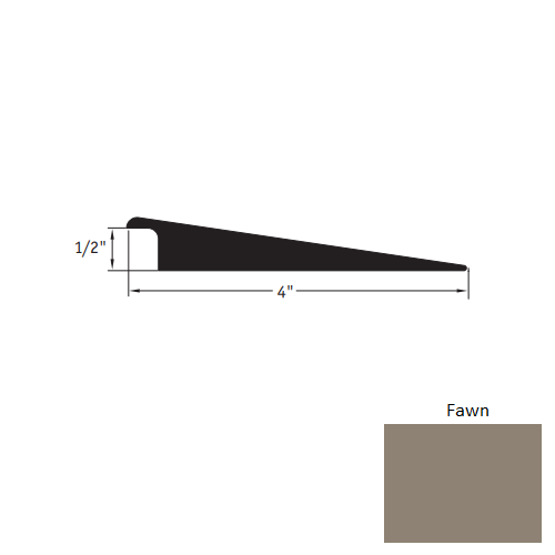 Johnsonite Fawn Vinyl Moulding / Trim - 4" X 12 Ft (144") X 1/2" Wheeled Traffic Transition - Wheeled Traffic Transition