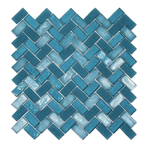 Pool By Jeffrey Court 990074 Kotor Glass Mosaic - 5/8" Herringbone - Multi Finish