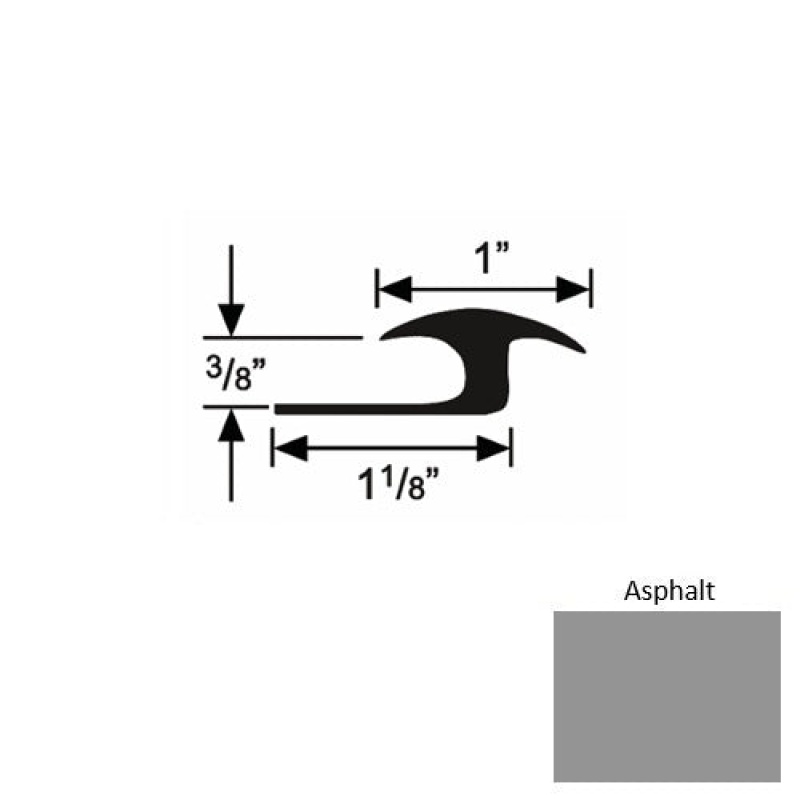 Solid 60 Asphalt Rubber Tile / Carpet Joiner - 1 1/8" X 9 Ft (108") X 3/8"