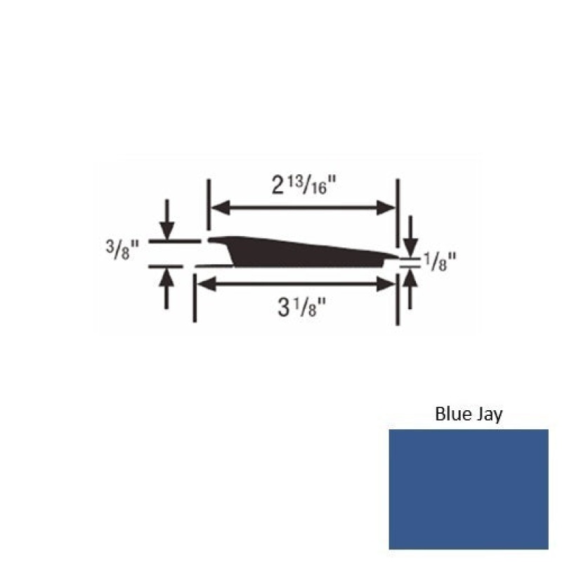 Solid 67 Blue Jay Rubber Rolling Traffic Transition - 3 1/8" X 9 Ft (108") X 3/8" - 1/8"