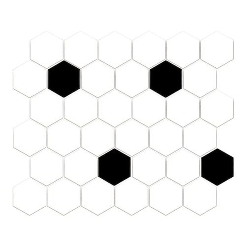 Black Porcelain Mosaic Tile - 2" Hexagon - Matte