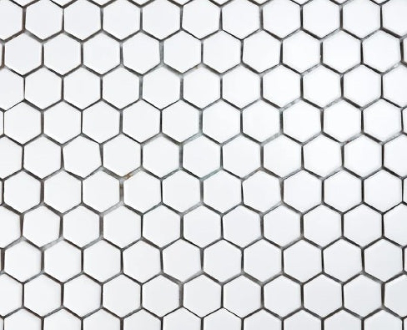 White Porcelain Mosaic - 1" X 1" Hexagon - Matte