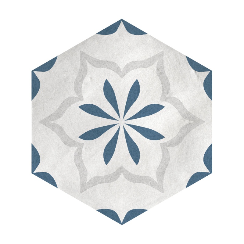 Casablanca Ocean Blue Flower Deco Porcelain Tile