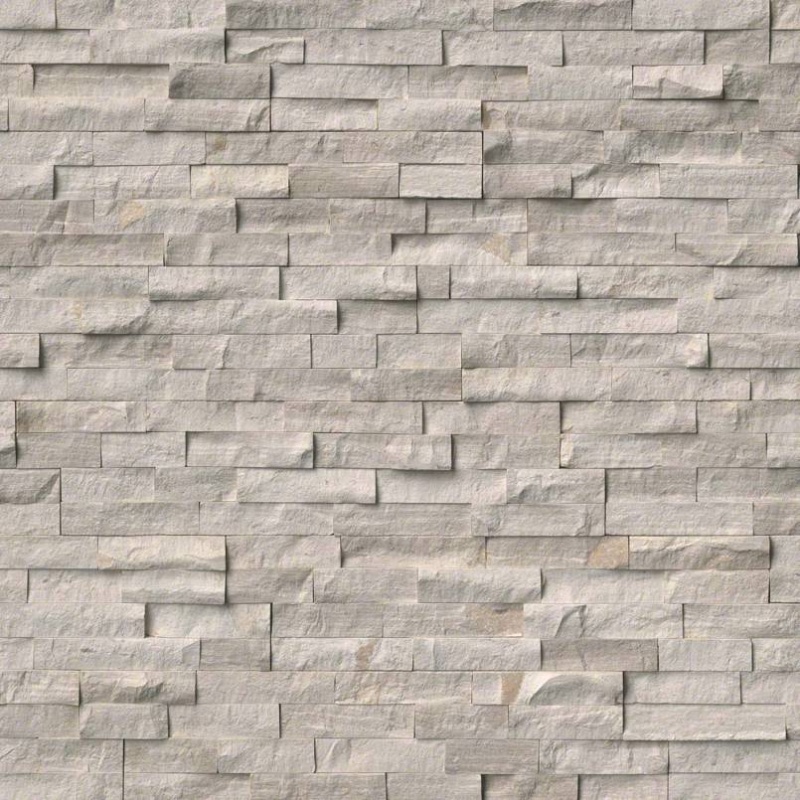 Rockmount Stacked Stone Panel White Oak Marble Ledgestone - Split Face - 6" X 24"