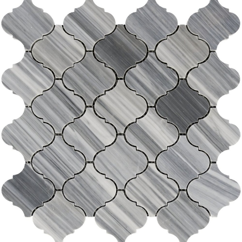Bardiglio Vein Cut Marble Mosaic - 3" Arabesque - Polished
