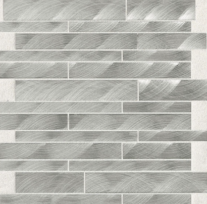 Structure Steel Interlocking Aluminum Mosaic - Random Linear - Satin