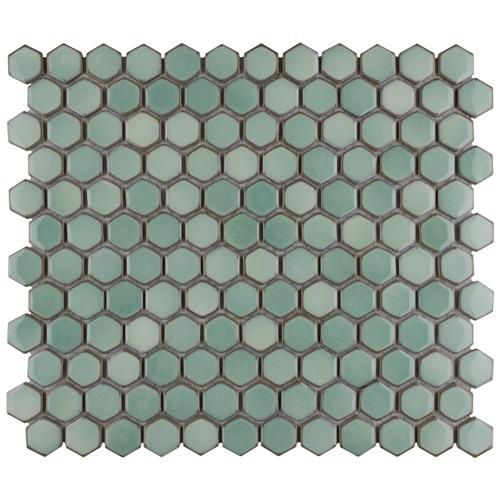 Hudson Mint Green Porcelain Mosaic - Hexagon - Glossy