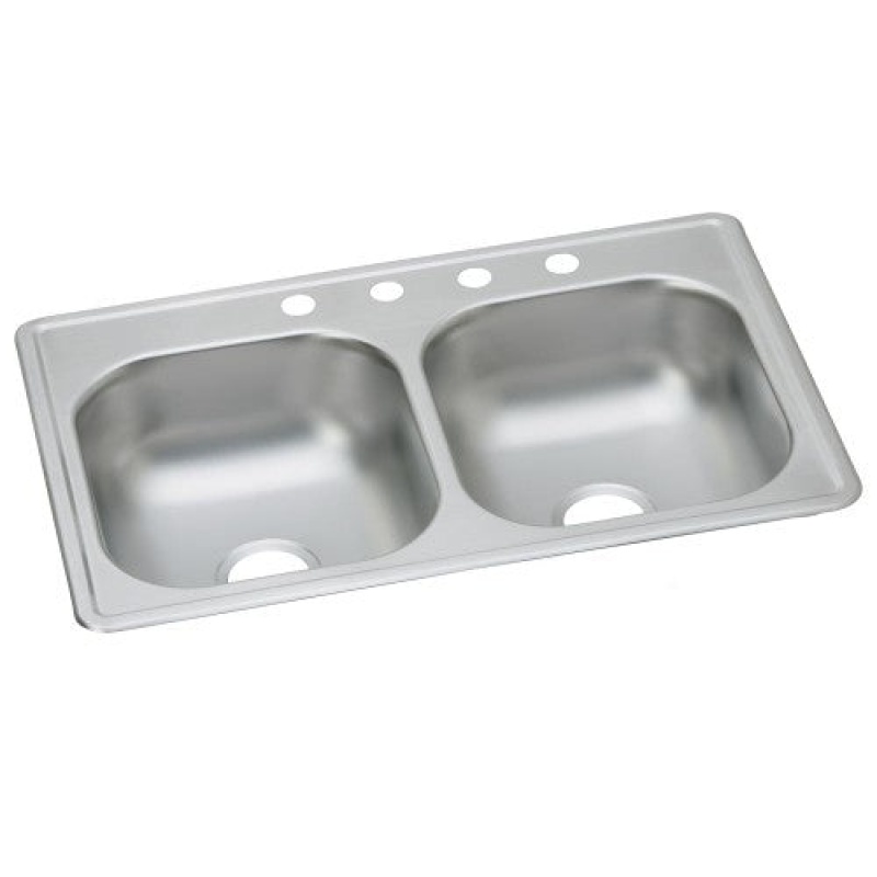Dse233194 Dayton Stainless Steel Drop In Double Bowl Kitchen Sink - 33" X 19" X 8" With 4 Holes - Stainless Steel