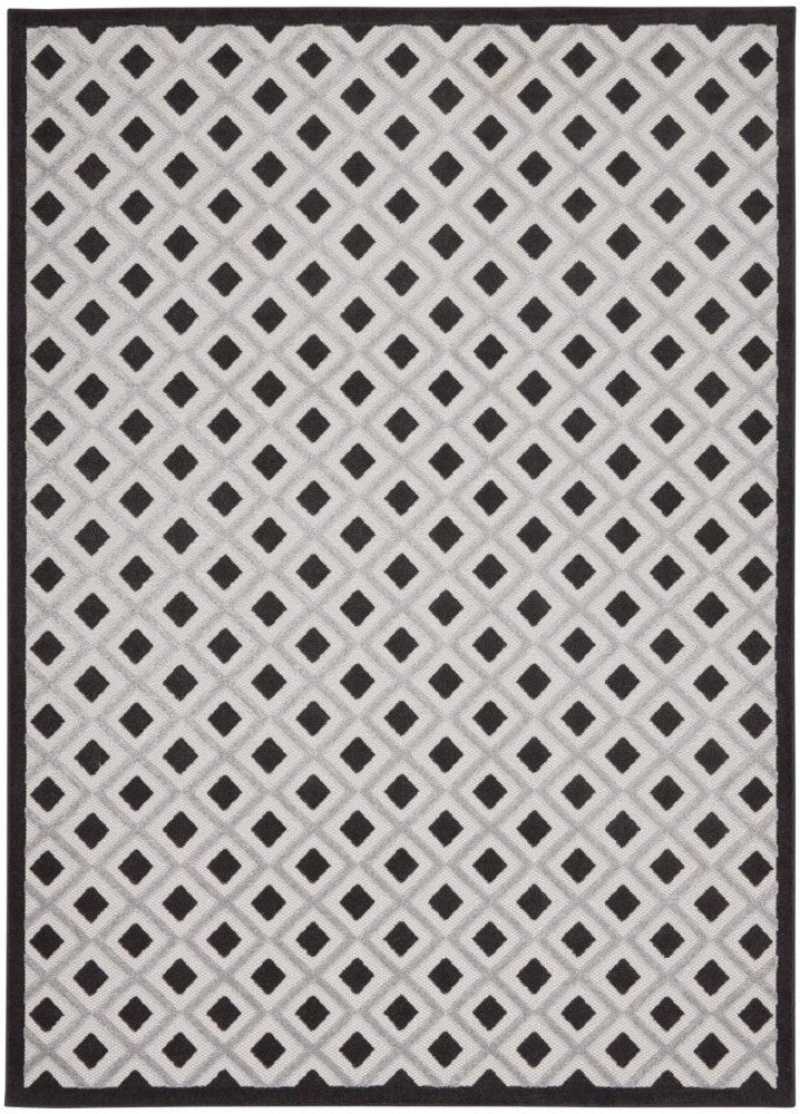 Aloha Black White Alh26 Polypropylene & Polyester Contemporary Area Rug - 8 Ft X 11 Ft - Black White