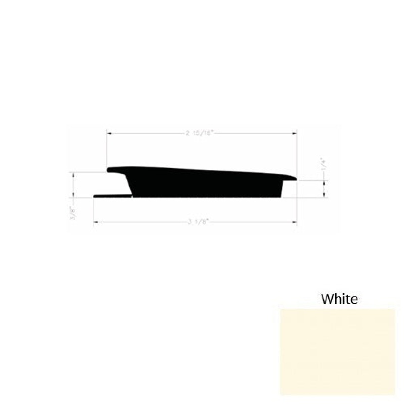 Solid 75 White Rubber Rolling Traffic Transition - 3 1/8" X 9 Ft (108") X 3/8" - 1/4"