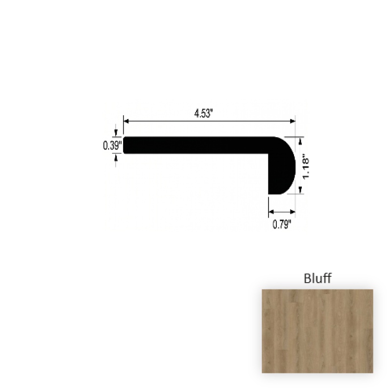 Versacore Pureedge Bluff Luxury Vinyl Moulding / Trim - 4.5" X 94.5" Flush Round Stair Nose - Ceramic Bead