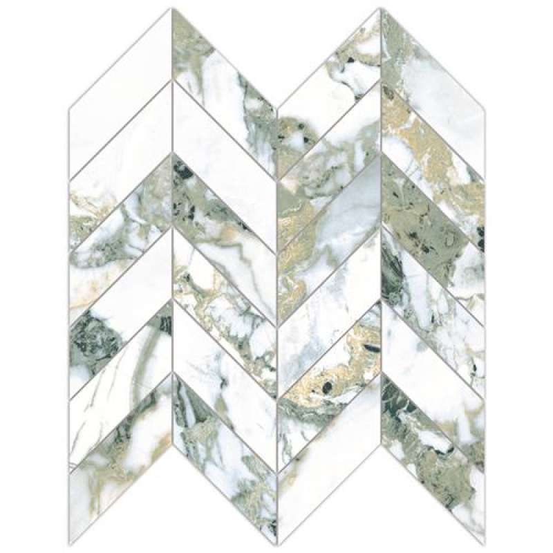 Touche Jade Porcelain Mosaic - Chevron - Satin