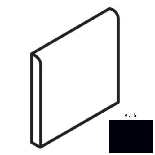Bright & Matte Black Ceramic Wall Trim - 6" X 6" Bullnose - Matte
