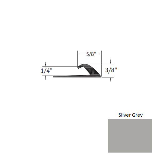 Johnsonite Silver Grey Vinyl Moulding / Trim - 5/8" X 12 Ft (144") X 1/4" Slim Line Transition - Slim Line Transition