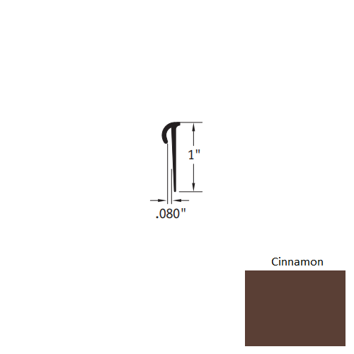 Johnsonite Cinnamon Vinyl Moulding / Trim - .080" X 12 Ft (144") Self Stick Cove Cap - Self Stick Cove Cap