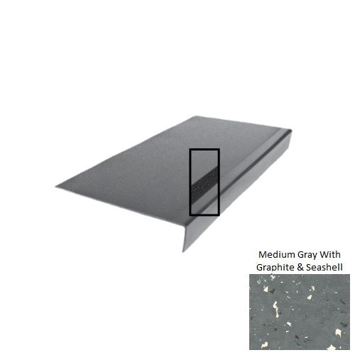 Spextones Medium Gray With Graphite & Seashell Type 975 With Ribbed / Smooth Insert Distinct Designs Rubber - 12 1/2" X 72" Stair Tread - Hammered