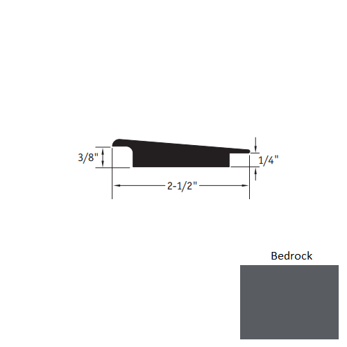 Johnsonite Bedrock Vinyl Moulding / Trim - 2 1/2" X 12 Ft (144") X 3/8" - 1/4" Wheeled Traffic Transition - Wheeled Traffic Transition