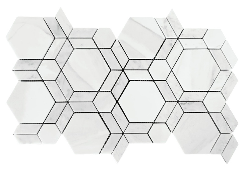 Blizzard White Recycled Glass Infinity Hexagon Mosaic