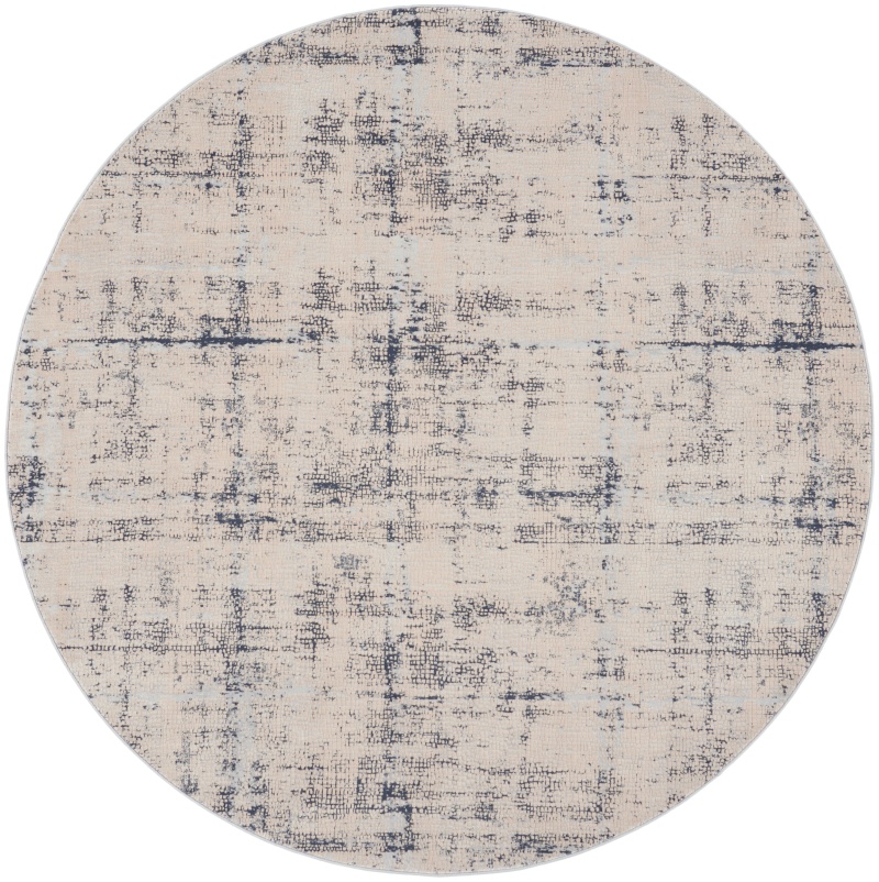 Rustic Textures Ivory / Blue Synthetic Fibers Area Rug