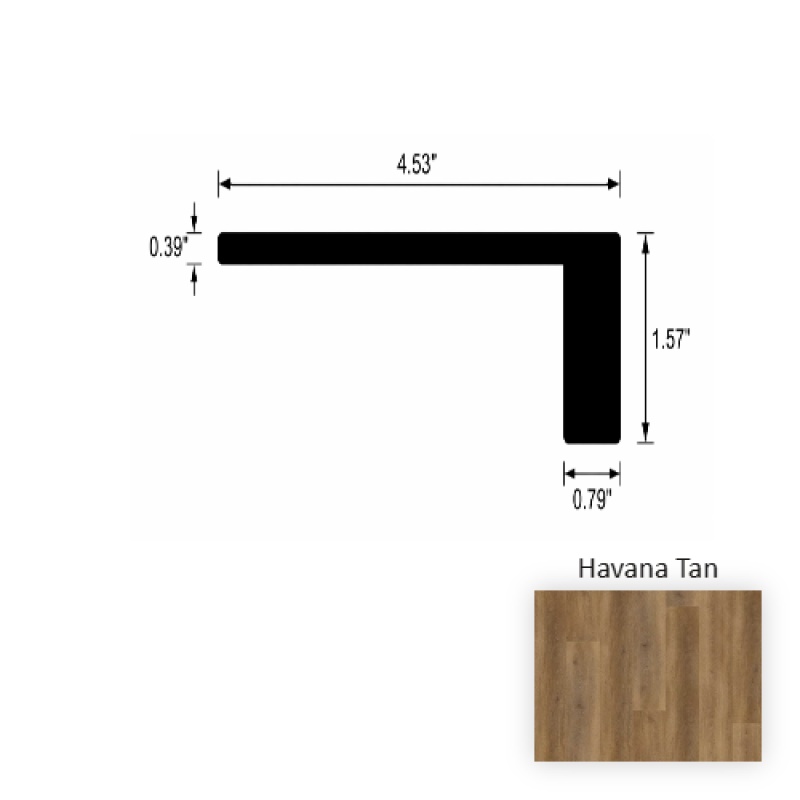 Versacore Pureedge Havana Tan Luxury Vinyl Moulding / Trim - 4.5" X 94.5" Flush Square Stair Nose - Ceramic Bead