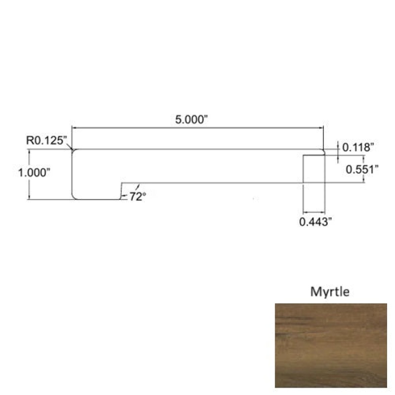 Seaside Myrtle Laminate Wood Moulding / Trim - 5" X 94" Overlap Square Stair Nose - Embossed
