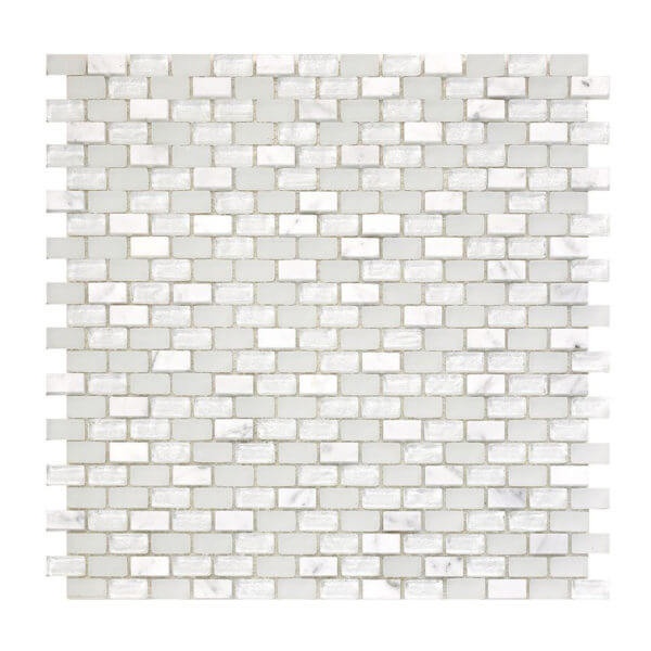 Sobe Ice Marble & Glass Mosaic - Mini Brick - Natural