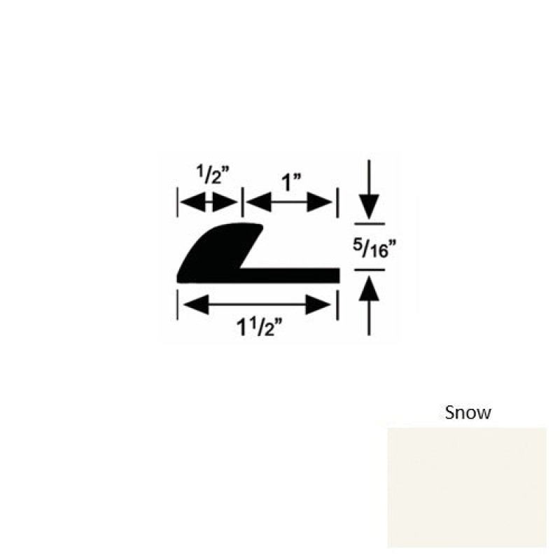 Solid 36 Snow Rubber Underlap Carpet Edge - 1 1/2" X 9 Ft (108") X 5/16"
