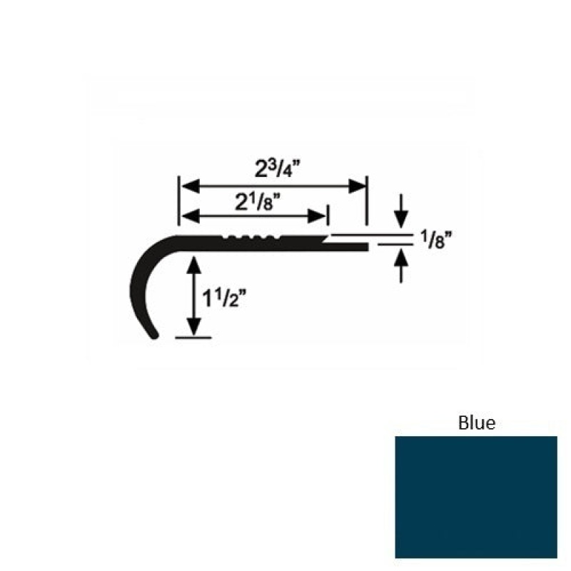 Solid 10 Blue Rubber Underlap Stair Nosing (Rd) - 2 3/4" X 9 Ft (108")