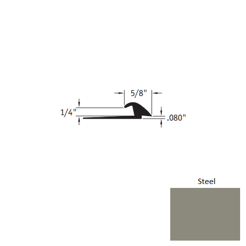 Johnsonite Steel Vinyl Moulding / Trim - 5/8" X 12 Ft (144") X .080" - 1/4" Slim Line Transition - Slim Line Transition