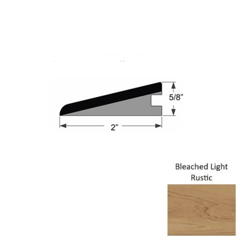 True Teak Bleached Light Rustic Hardwood Moulding / Trim - 2" X 82" Ramp Reducer - Urethane