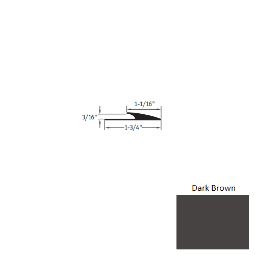 Johnsonite Dark Brown Vinyl Moulding / Trim - 1 1/16" X 12 Ft (144") X 3/16" Edge Guard - Edge Guard