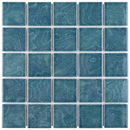 Resort Palm Green Porcelain Mosaic - 12" x 12" Glossy