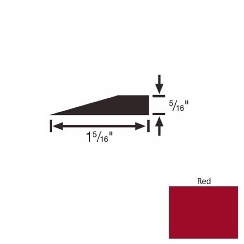 Solid 25 Red Rubber Reducer Strip - 1 5/16" X 9 Ft (108") X 5/16"