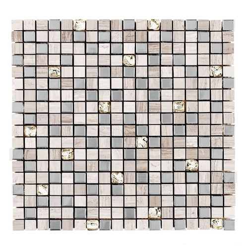 Stream Stone Platinum A Global Grey Mixed Mosaic - Stacked - Honed
