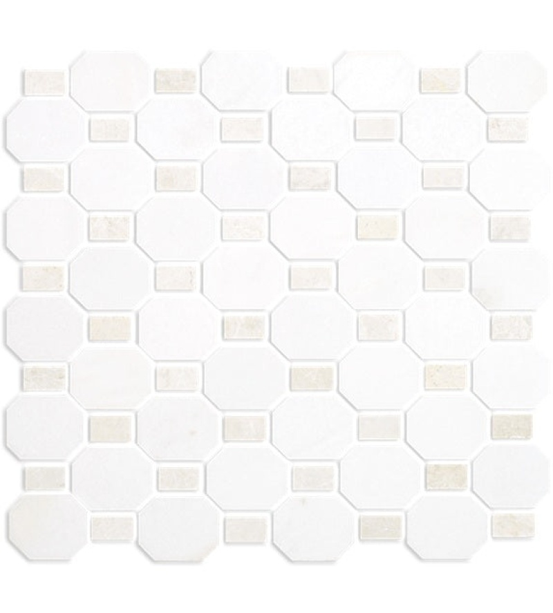 Metro Blend Thassos Nova Dot Natural Stone Mosaic - Octagon - Honed
