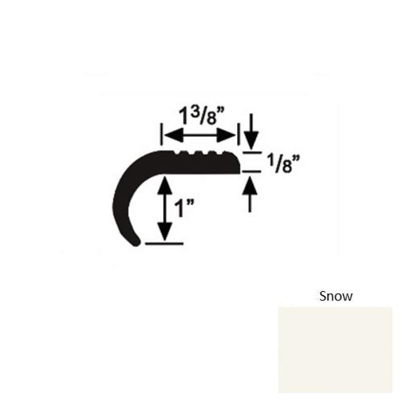 Solid 06 Snow Rubber Domestic Stair Nosing (Rd) - 1 3/8" X 9 Ft (108")