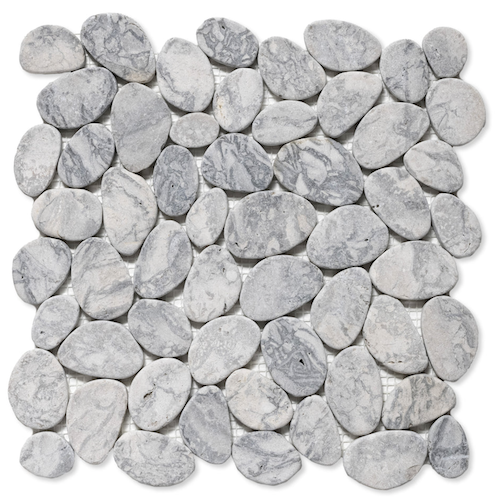 Pebble Swirl Grey Marble Mosaic - Cobbles - Tumbled
