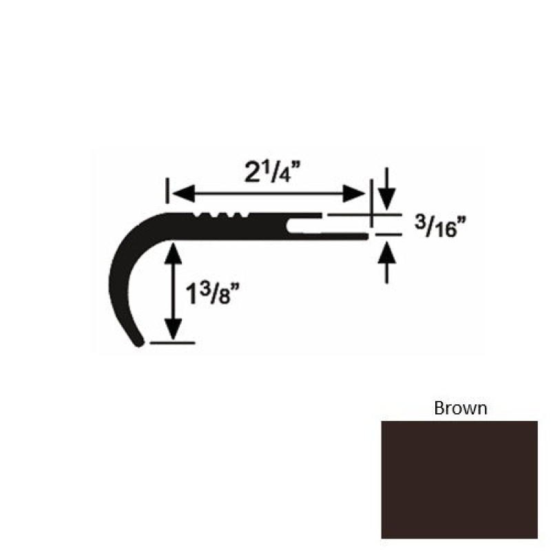 Solid 18 Brown Rubber Undercut Carpet Nosing