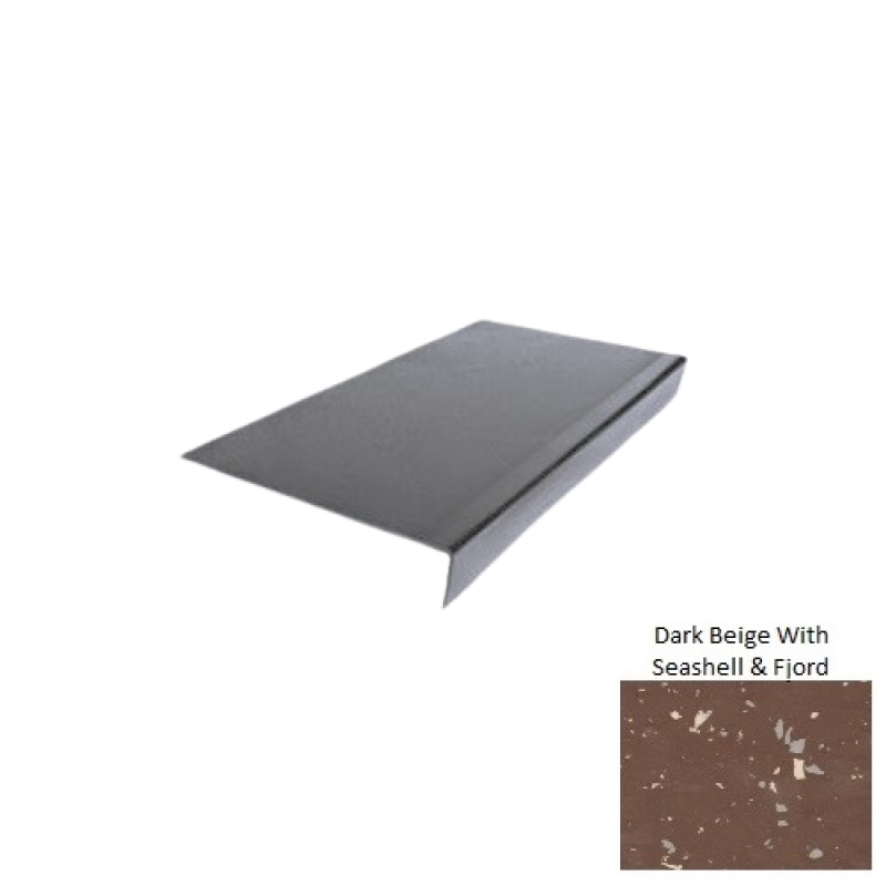 Spextones Dark Beige With Seashell & Fjord Type 900 Distinct Designs Rubber - 12 1/2" X 72" Stair Tread - Hammered