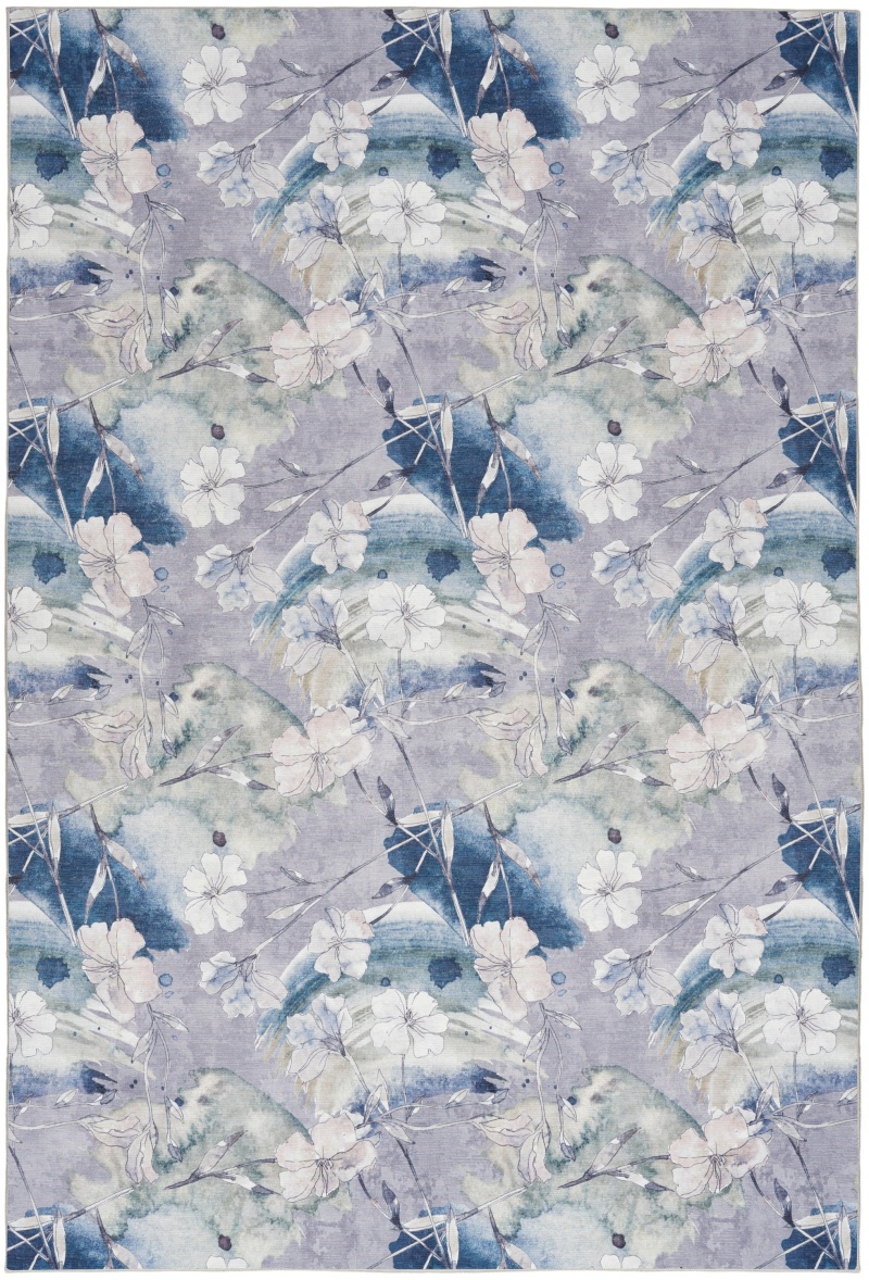 Nourison Washables Grey Blue Modern Area Rug, 4 Ft x 6 Ft