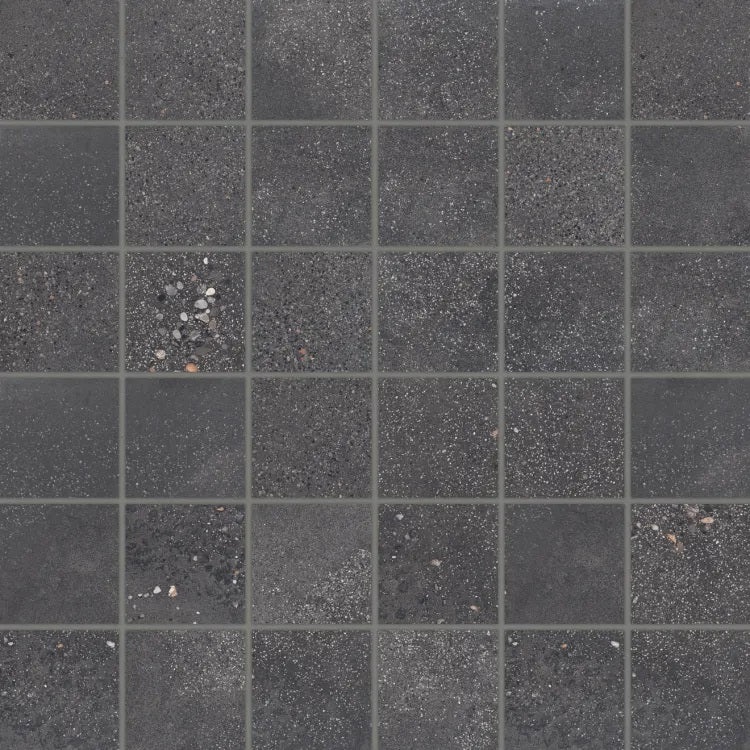 Area 51 Black Porcelain Mosaic - 2" X 2" - Honed